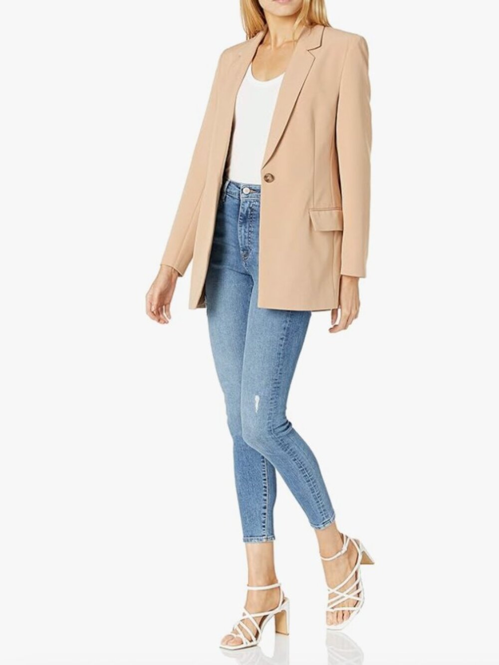 NWT The Drop Women's Blake Long Blazer, Praline, Small